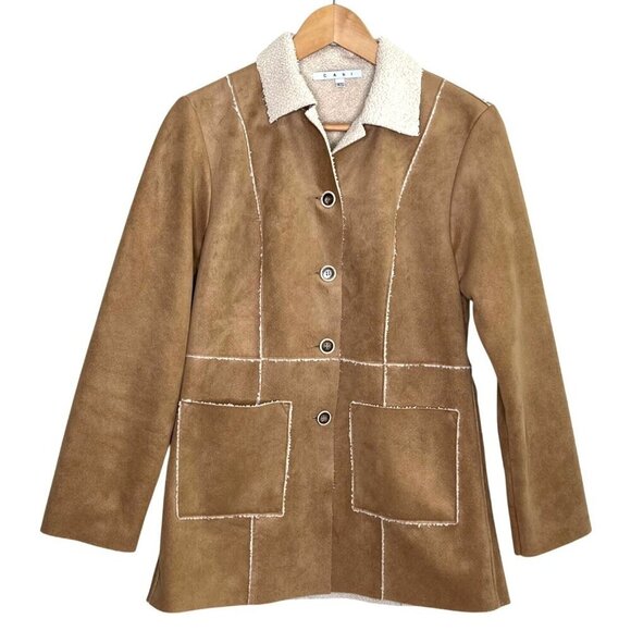 ✨ Winter-Ready Chic — Cabi Faux Suede Shearling Jacket Camel Tan XS Style 932 ✨ - Picture 8 of 13